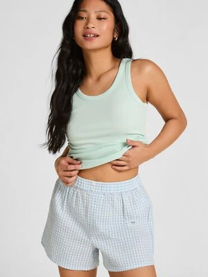 Hunkemöller Szorty Piżamowe Seersucker Niebieski