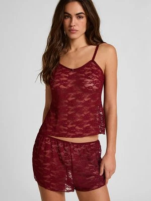 Hunkemöller Szorty w całości wykonane z koronki Czerwony