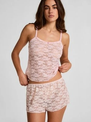 Hunkemöller Szorty w całości wykonane z koronki Różowy