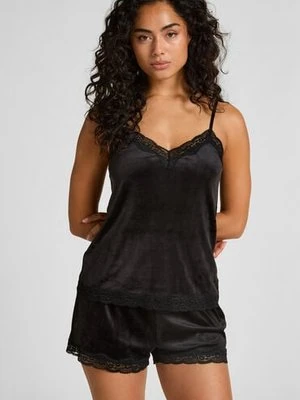 Hunkemöller Szorty z aksamitnej koronki Czarny