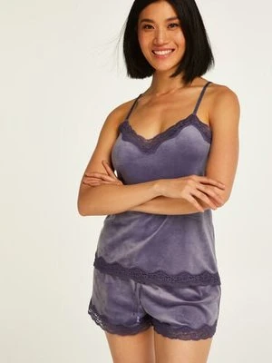 Hunkemöller Szorty z aksamitnej koronki Fioletowy