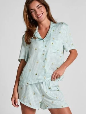 Hunkemöller Szorty z wiskozy ze wzorem w kratkę Zielony