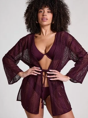 Hunkemöller Szydełkowy kaftan plażowy Fioletowy