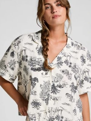 Hunkemöller Tkana bluza z krótkim rękawem Biały