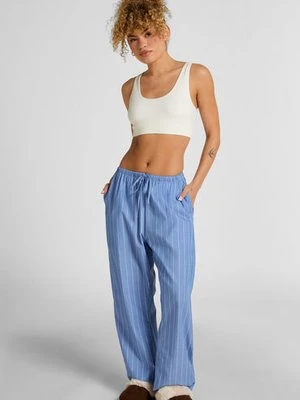 Hunkemöller Tkane spodnie bawełniane w paski Niebieski