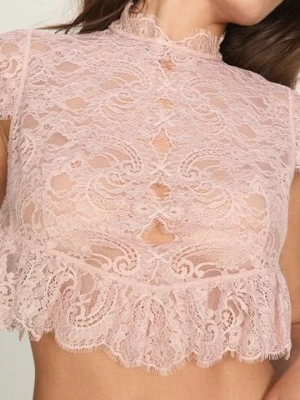 Hunkemöller Top Allover Lace Legacy Różowy