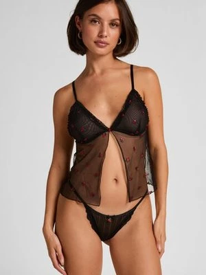 Hunkemöller Top na ramiączkach z siateczki Chelsey Czarny