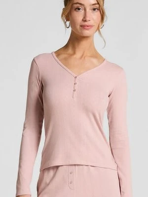 Hunkemöller Top od piżamy Henley Różowy