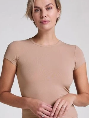 Hunkemöller Top od piżamy Rib Essential Beżowy