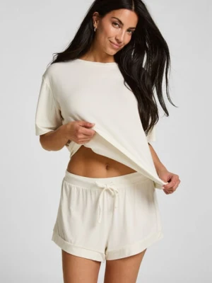 Hunkemöller Top Piżamowy Jersey Krótki Rękaw Biały