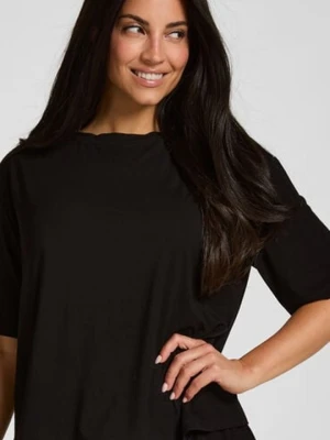 Hunkemöller Top Piżamowy Jersey Krótki Rękaw Czarny