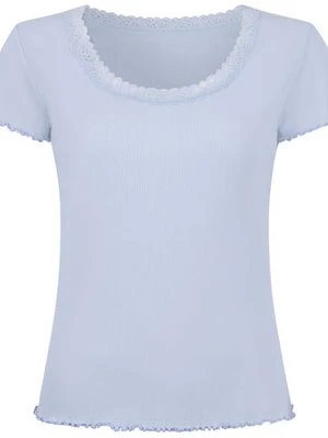 Hunkemöller Top Piżamowy Jersey Rib z Koronką Niebieski