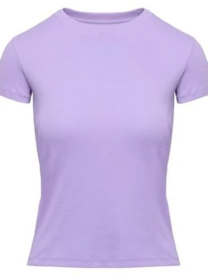 Hunkemöller Top piżamowy z prążkowanej tkaniny z krótkimi rękawami i okrągłym dekoltem Fioletowy