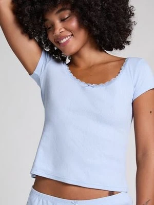 Hunkemöller Top Pointelle Niebieski