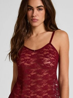 Hunkemöller Top w całości wykonana z koronki Czerwony