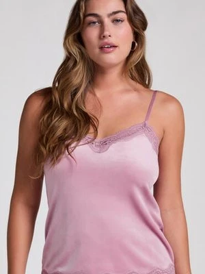 Hunkemöller Top z aksamitnej koronki Fioletowy