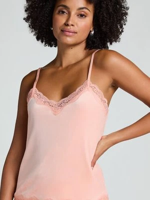 Hunkemöller Top z aksamitnej koronki Różowy