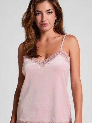 Hunkemöller Top z aksamitnej koronki Różowy
