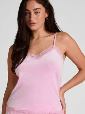 Hunkemöller Top z aksamitnej koronki Różowy