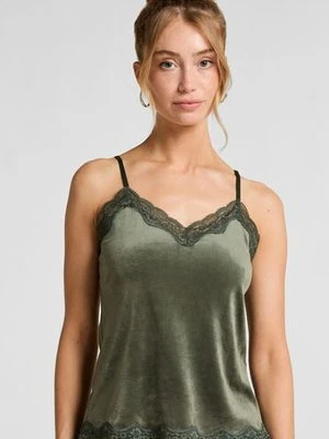 Hunkemöller Top z aksamitnej koronki Zielony