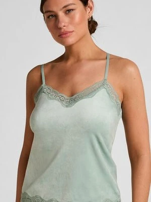 Hunkemöller Top z aksamitnej koronki Zielony