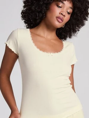 Hunkemöller Top z dżerseju Rib Żółty
