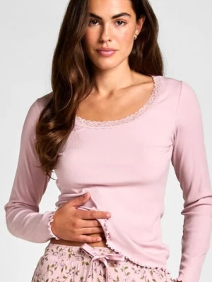 Hunkemöller Top z Dżerseju z Koronką Różowy