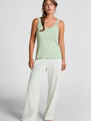 Hunkemöller Top z Prążkowanej Dzianiny z Koronką Zielony