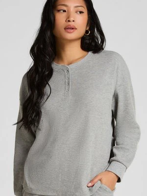 Hunkemöller Top z tkaniny wafel Henley Szary