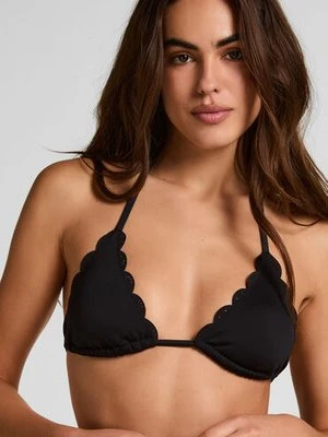 Hunkemöller Trójkątna góra od bikini w kwiaty Czarny