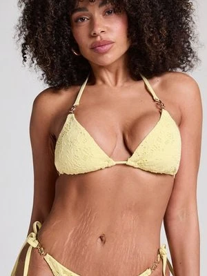 Hunkemöller Trójkątna szydełkowa góra od bikini Żółty
