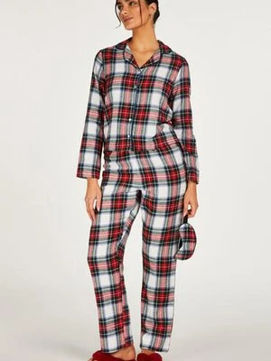 Hunkemöller Twillowa piżama w kratę Biały