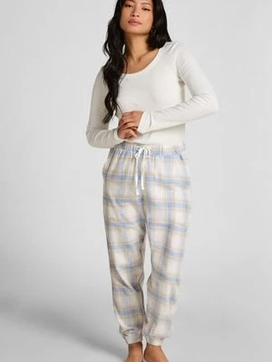 Hunkemöller Twillowe spodnie od piżamy w kratę Petite Niebieski