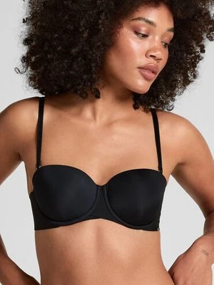 Hunkemöller Usztywniany biustonosz z fiszbinami Jane bez ramiączek Czarny
