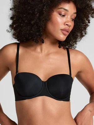 Hunkemöller Usztywniany biustonosz z fiszbinami Jane bez ramiączek Czarny