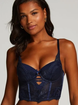 Hunkemöller Usztywniany długi biustonosz z fiszbinami Kimberley Niebieski