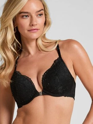 Hunkemöller Usztywniany długoszczelny biustonosz push-up z fiszbinami Sabrina Czarny
