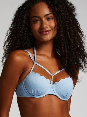 Hunkemöller Usztywniany top bikini z fiszbinami Scallop Niebieski