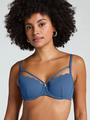 Hunkemöller Usztywniany top bikini z fiszbinami Scallop Niebieski