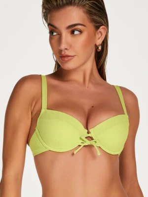 Hunkemöller Usztywniany top bikini z fiszbinami z tkaniny z połyskiem Fiji Zielony