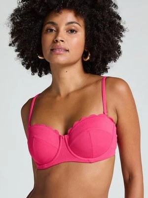 Hunkemöller Usztywniona góra od bikini z fiszbinami i bez ramiączek Scallop miseczki E + Różowy
