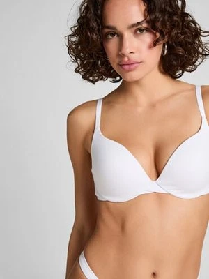 Hunkemöller Usztywniony bawełniany biustonosz push-up z fiszbinami Biały