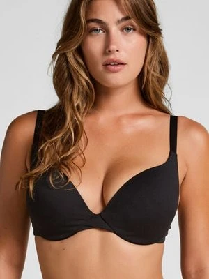 Hunkemöller Usztywniony bawełniany biustonosz push-up z fiszbinami Czarny