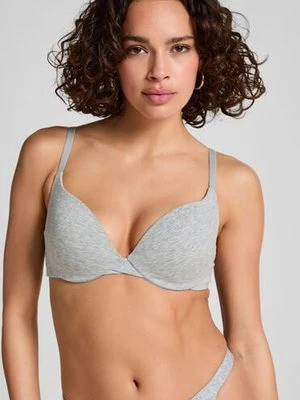 Hunkemöller Usztywniony bawełniany biustonosz push-up z fiszbinami Szary