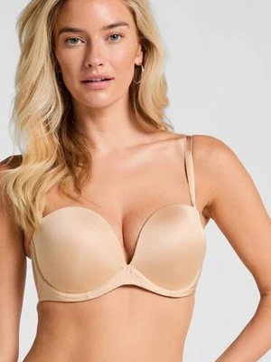 Hunkemöller Usztywniony bezszwowy biustonosz maximizer bez ramiączek Beżowy