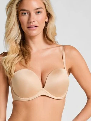 Hunkemöller Usztywniony bezszwowy biustonosz maximizer bez ramiączek Beżowy