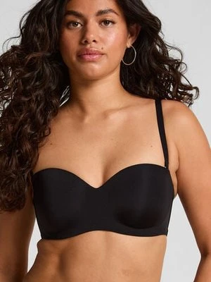 Hunkemöller Usztywniony biustonosz push-up bez ramiączek na fiszbinach Smooth Czarny