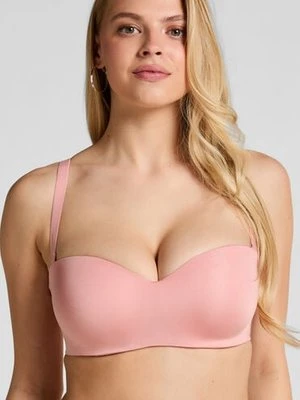 Hunkemöller Usztywniony biustonosz push-up bez ramiączek na fiszbinach Smooth Różowy