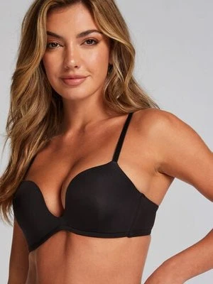 Hunkemöller Usztywniony biustonosz push-up z fiszbinami Deep-V Czarny