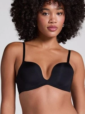 Hunkemöller Usztywniony biustonosz push-up z fiszbinami Deep-V Czarny